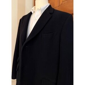 Tommy Hilfiger Mens‎ Coat 48R Black Wool Cashmere Three-Quarter Overcoat